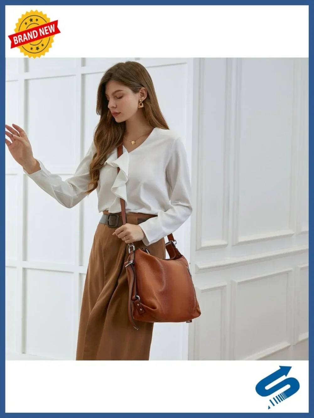 Genuine Leather Hobo Handbag Women Tote Shoulder Crossbody Bag Large Capacity